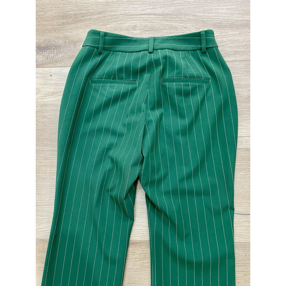 Express Publicist Barely Boot Mid Rise Green Pinstripe Stretch Pants Size 4S - Picture 4 of 15